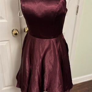 Elegant Burgundy Satin Dress